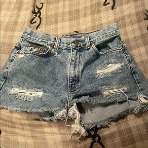 Calvin Klein Blue Distressed Jean Shorts